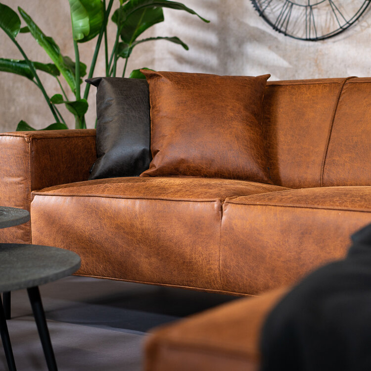 Industriële hoekbank Kansas eco-leer cognac links