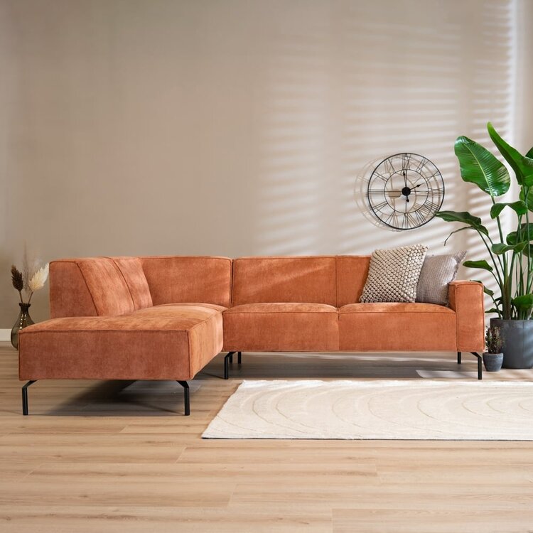 Hoekbank Kansas stof gemêleerd terracotta links