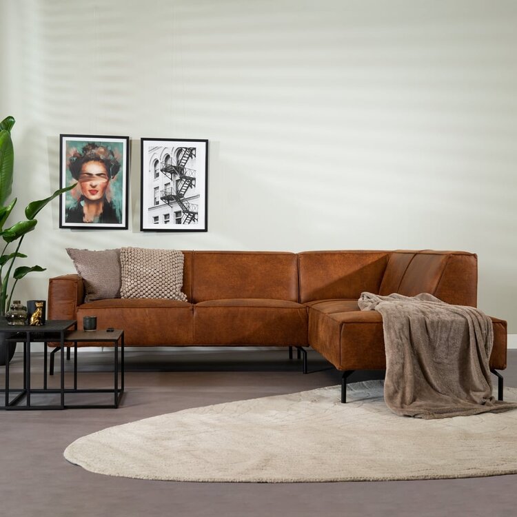 Industriële hoekbank Kansas eco-leer cognac rechts