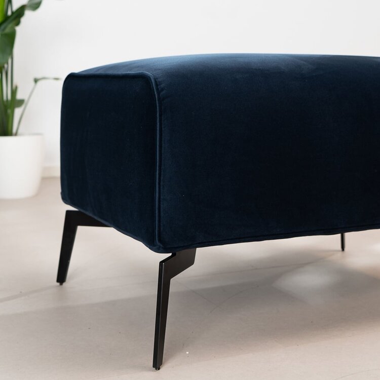 Hocker Vegas blauw stof velvet