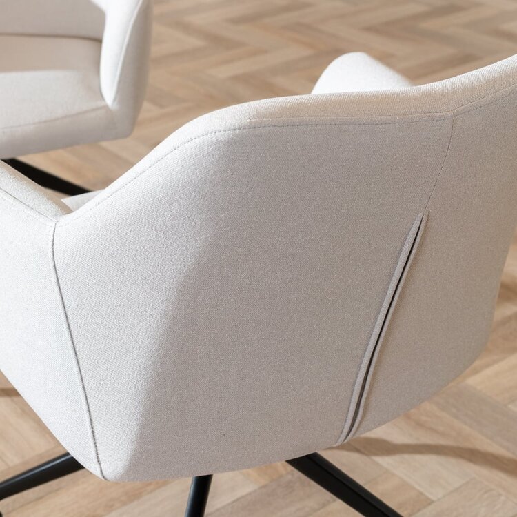 Eetkamerstoel met wieltjes Isak gerecyclede stof grijs