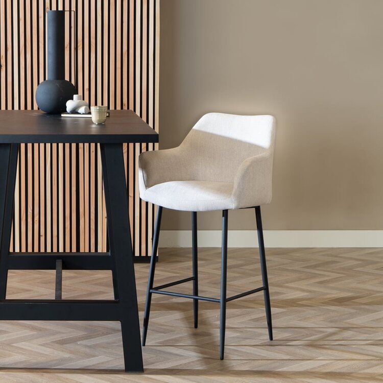 Scandinavische barkruk Niklas gerecyclede stof beige 78 cm