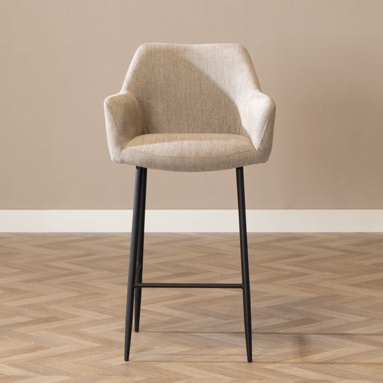 Scandinavische barkruk Niklas gerecyclede stof taupe 78 cm