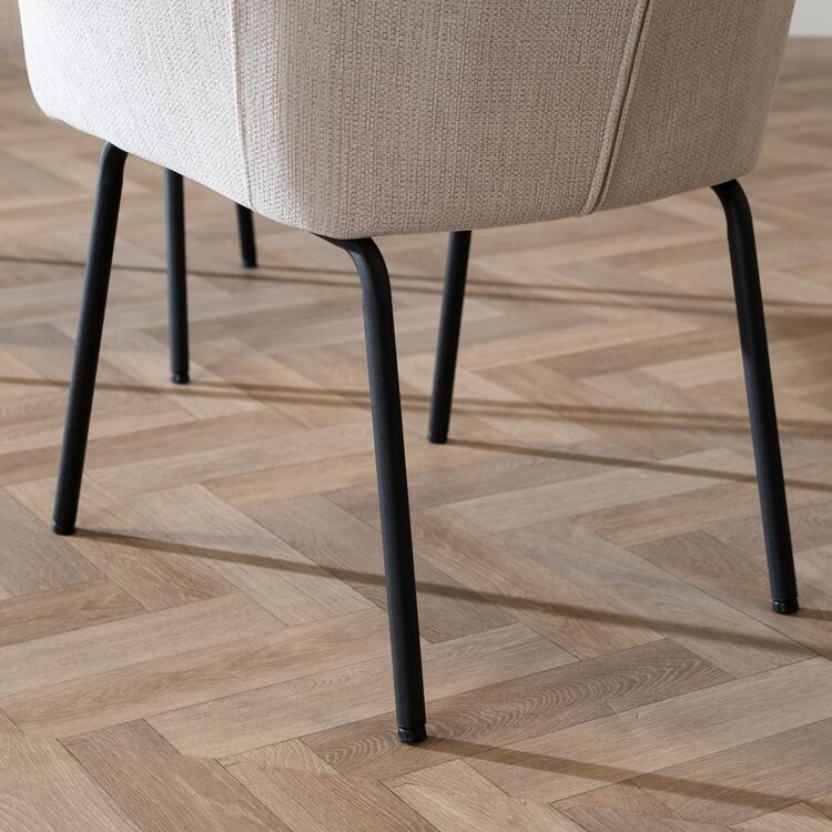 Scandinavische eetkamerstoel Sten gerecyclede stof beige