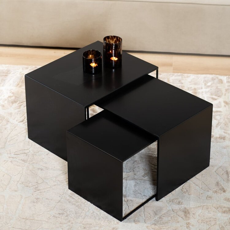 Bijzettafel Bianca metaal zwart 37 cm hoog