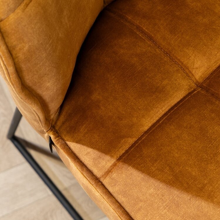 Velvet barkruk Janna okergeel 82 cm