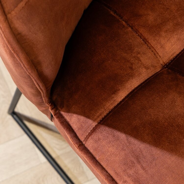 Velvet barkruk Janna koper 70 cm