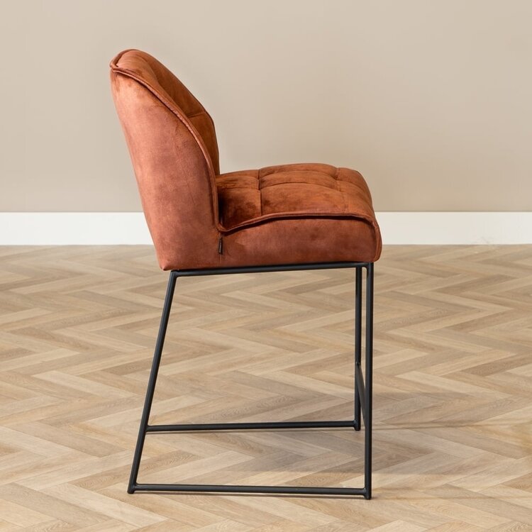 Velvet barkruk Janna koper 70 cm