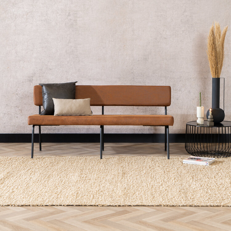 Industriële eetkamerbank Espen cognac eco-leer 160 cm