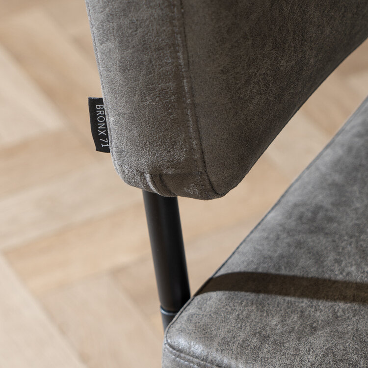 Industriële eetkamerbank Espen antraciet eco-leer 160 cm