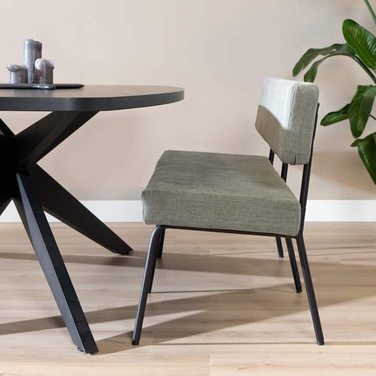 Scandinavische eetkamerbank Espen groen gerecyclede stof 160 cm