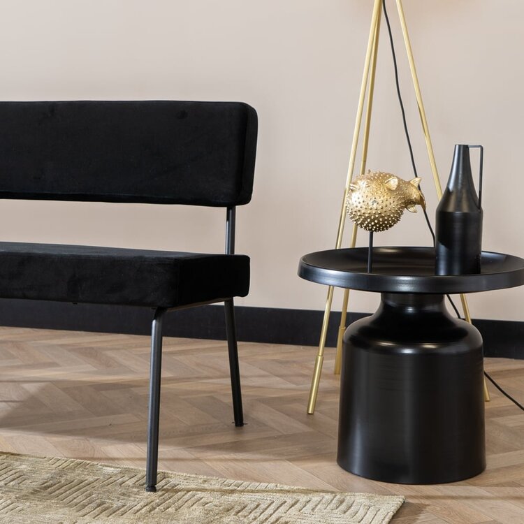 Velvet eetkamerbank Espen zwart 160 cm