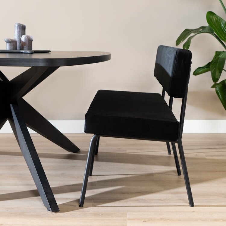 Velvet eetkamerbank Espen zwart 160 cm