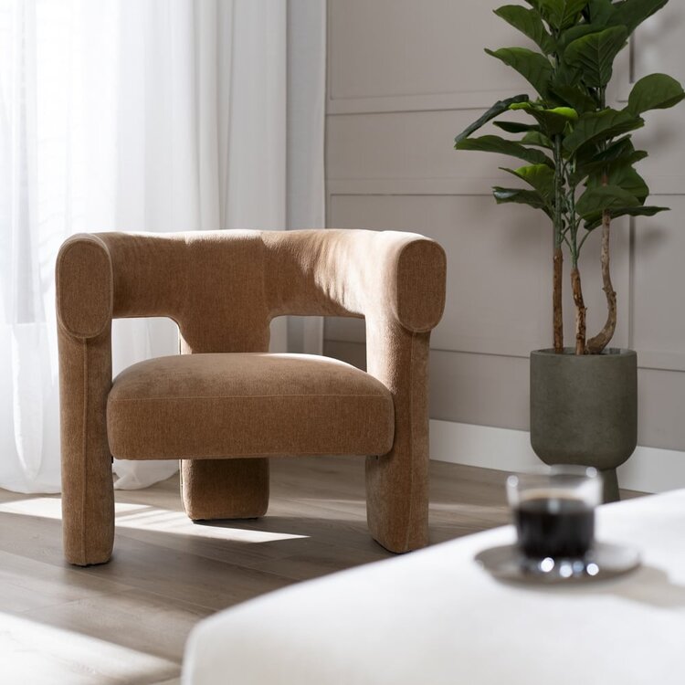 Scandinavische fauteuil Bibi chenille terracotta