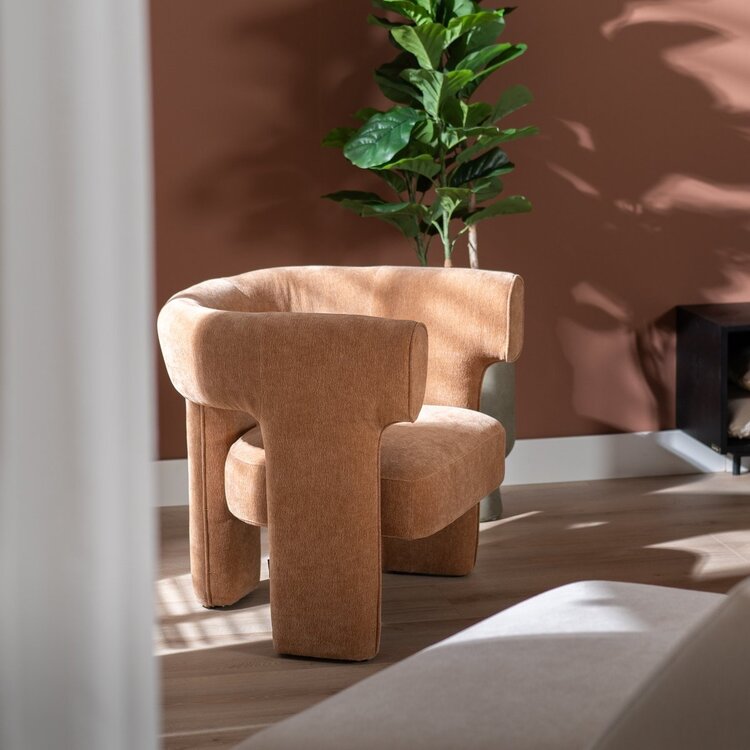 Scandinavische fauteuil Bibi chenille terracotta