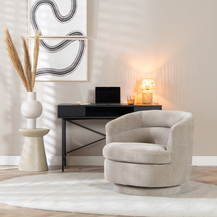 Scandinavische fauteuil Valerie draaibaar chenille taupe