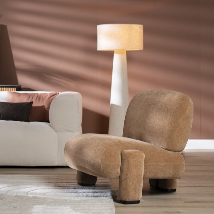 Scandinavische fauteuil Louise chenille terracotta