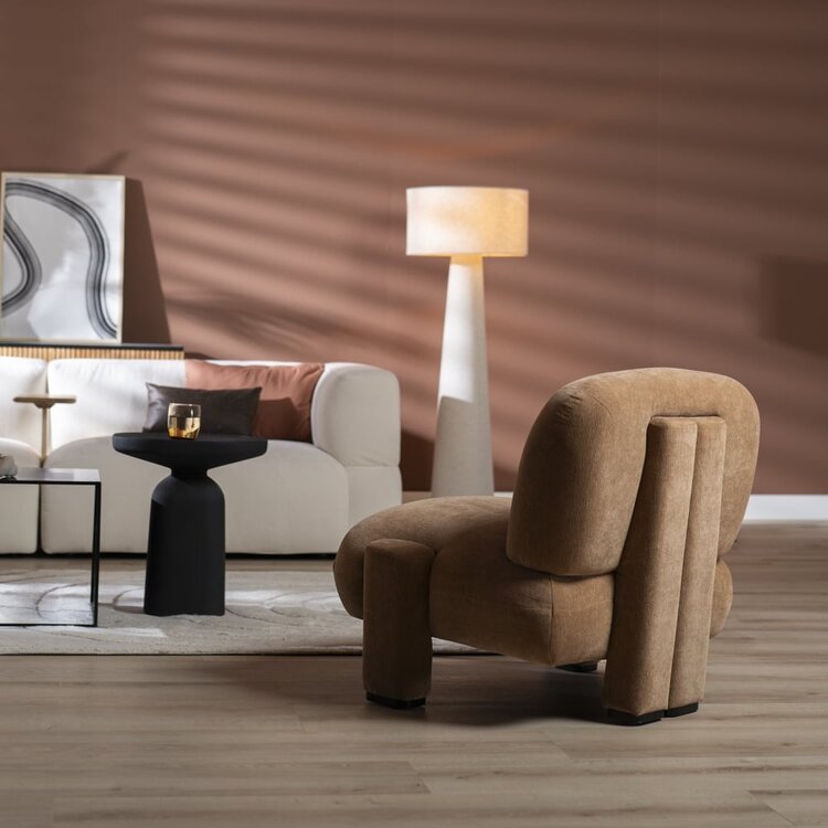 Scandinavische fauteuil Louise chenille terracotta