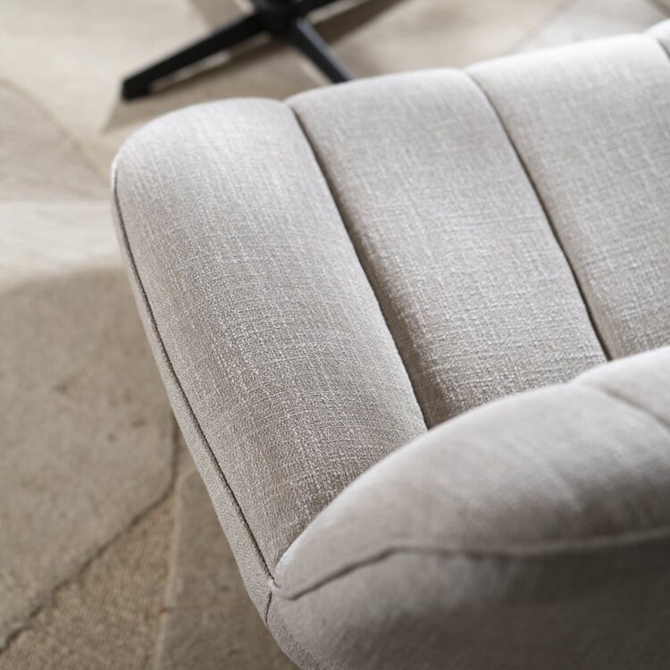 Draaifauteuil met hocker Santa linnen taupe