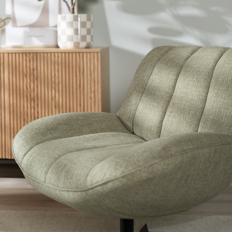 Draaifauteuil met hocker Santa linnen olijfgroen