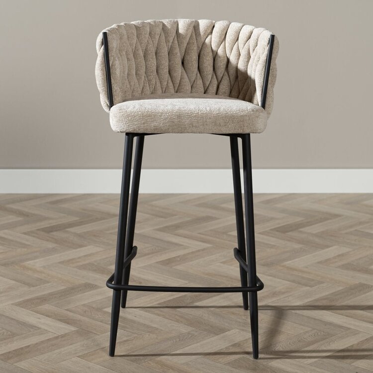 Barkruk River chenille beige 75cm