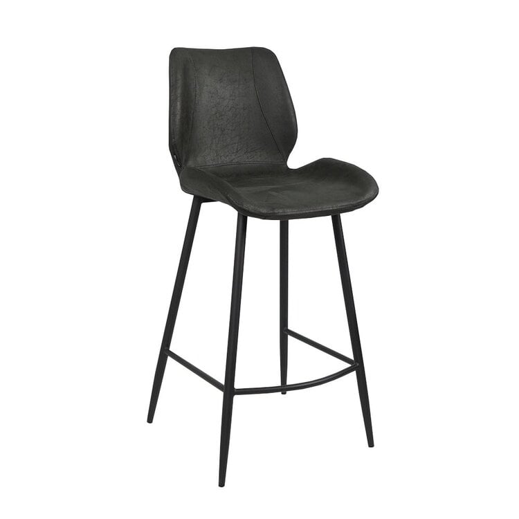 Industriële barkruk Barrel zwart/antraciet eco-leer 69 cm