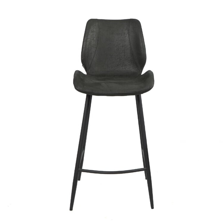 Industriële barkruk Barrel zwart/antraciet eco-leer 69 cm