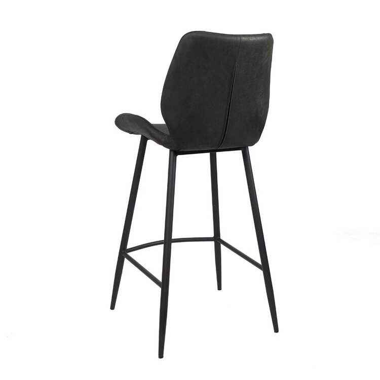 Industriële barkruk Barrel zwart/antraciet eco-leer 69 cm