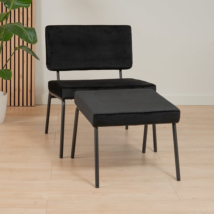 Velvet fauteuil Espen zwart