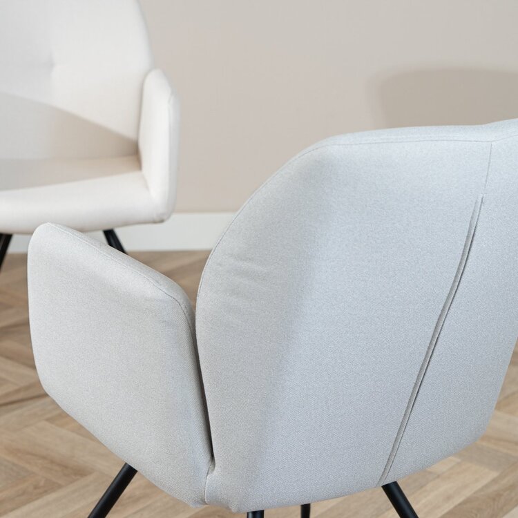 Scandinavische eetkamerstoel Frey gerecyclede stof grijs