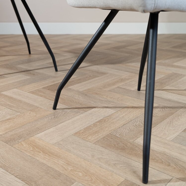 Scandinavische eetkamerstoel Frey gerecyclede stof grijs