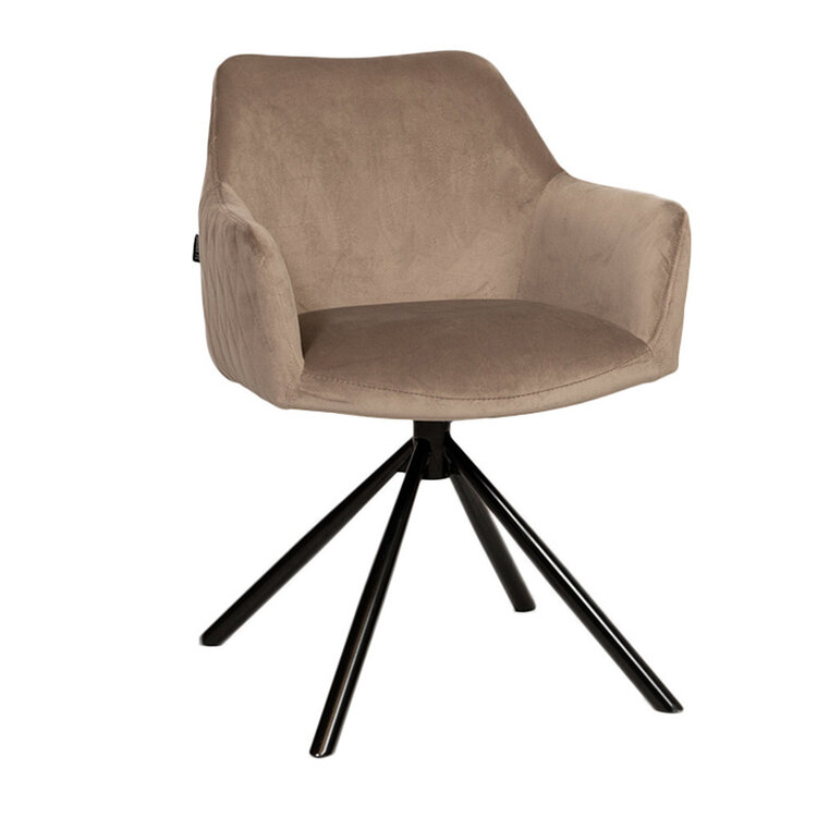 Velvet eetkamerstoel Furtado draaibaar taupe