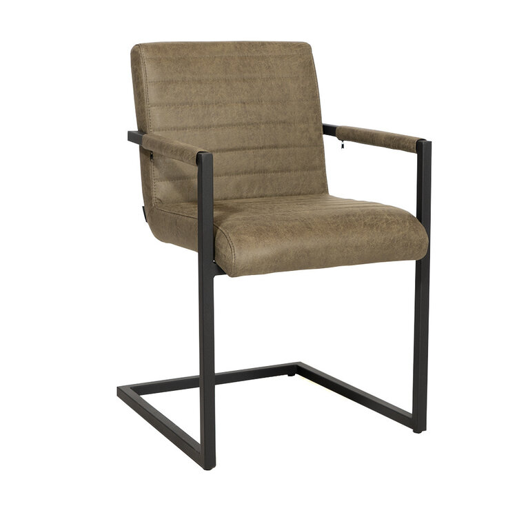 Industriële eetkamerstoel Block olijfgroen eco-leer