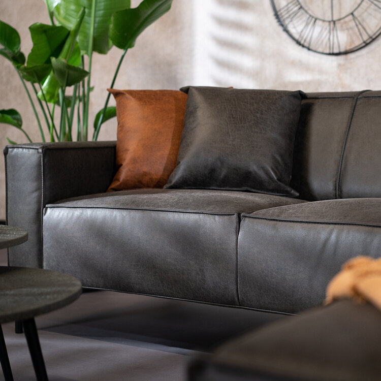 Industriële hoekbank Kansas eco-leer antraciet links