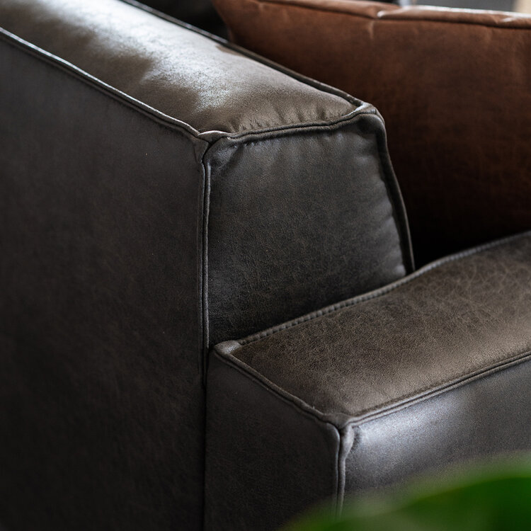 Industriële hoekbank Kansas eco-leer antraciet links