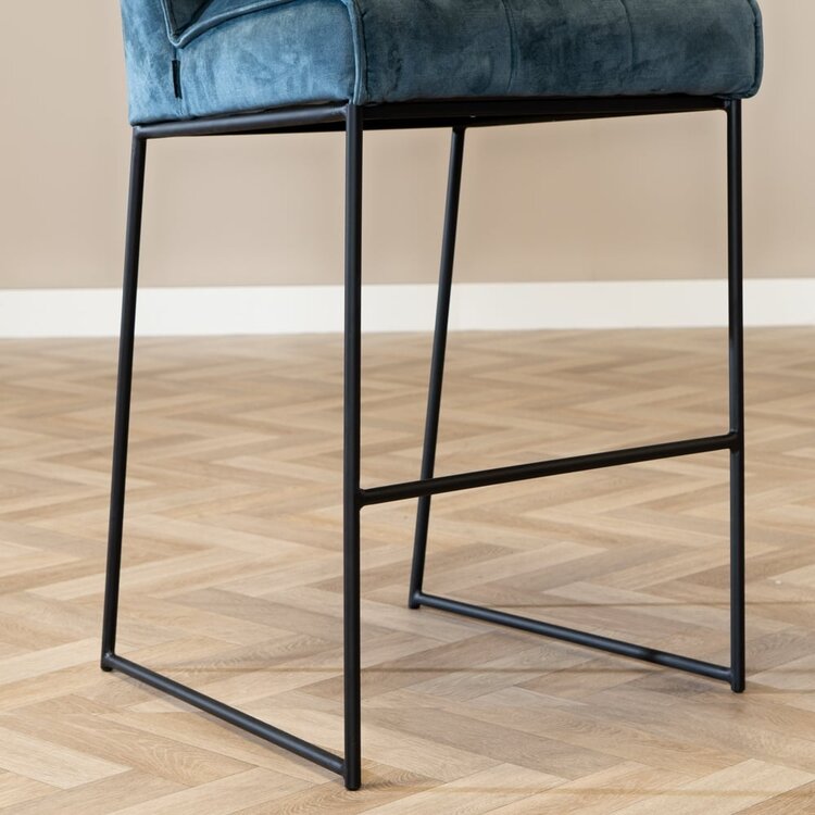 Velvet barkruk Janna blauw 82 cm
