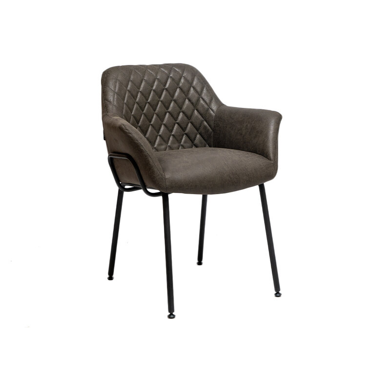 Industriële eetkamerstoel Club antraciet eco-leer