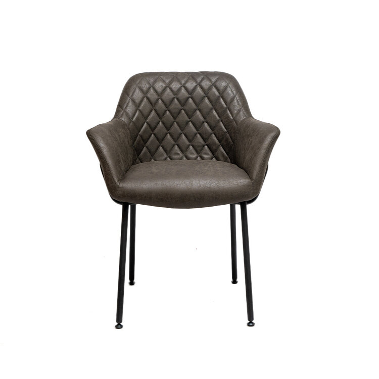 Industriële eetkamerstoel Club antraciet eco-leer