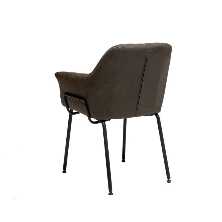 Industriële eetkamerstoel Club antraciet eco-leer