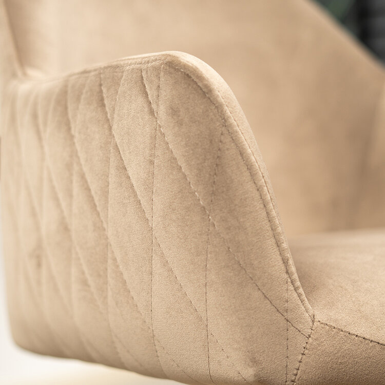 Eetkamerstoel met wieltjes Quinn taupe velvet
