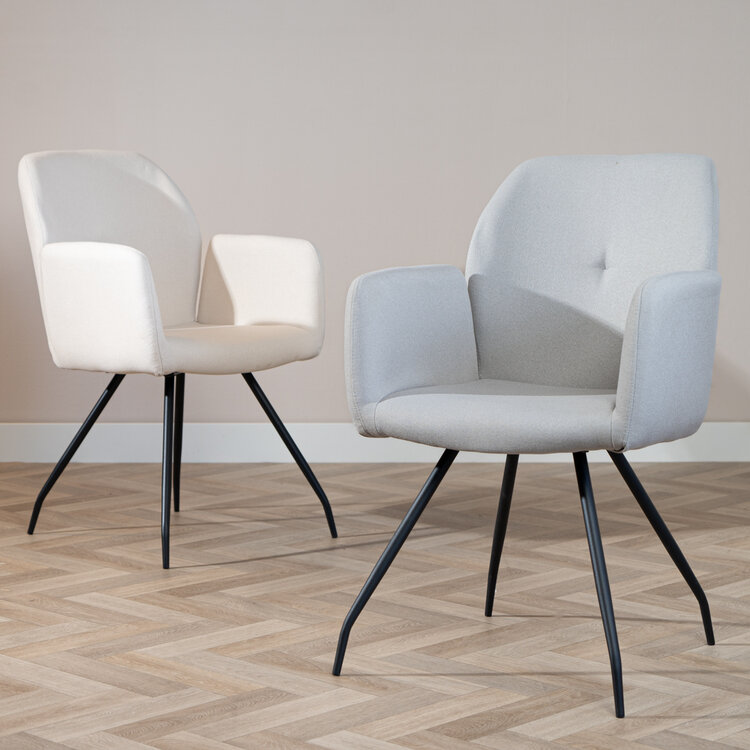 Scandinavische eetkamerstoel Frey gerecyclede stof grijs