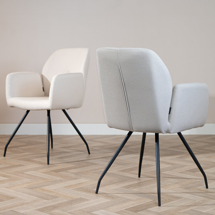 Scandinavische eetkamerstoel Frey gerecyclede stof grijs