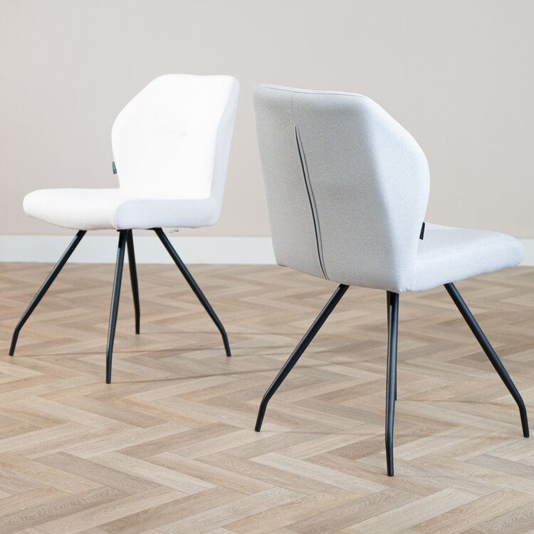 Scandinavische eetkamerstoel Fenris gerecyclede stof grijs