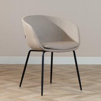 Scandinavische eetkamerstoel Ole taupe gerecyclede stof