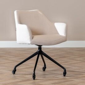 Eetkamerstoel met wieltjes Isak off white gerecyclede stof