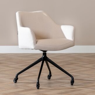 Eetkamerstoel met wieltjes Isak off white gerecyclede stof