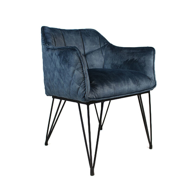 Velvet eetkamerstoel Jayron blauw