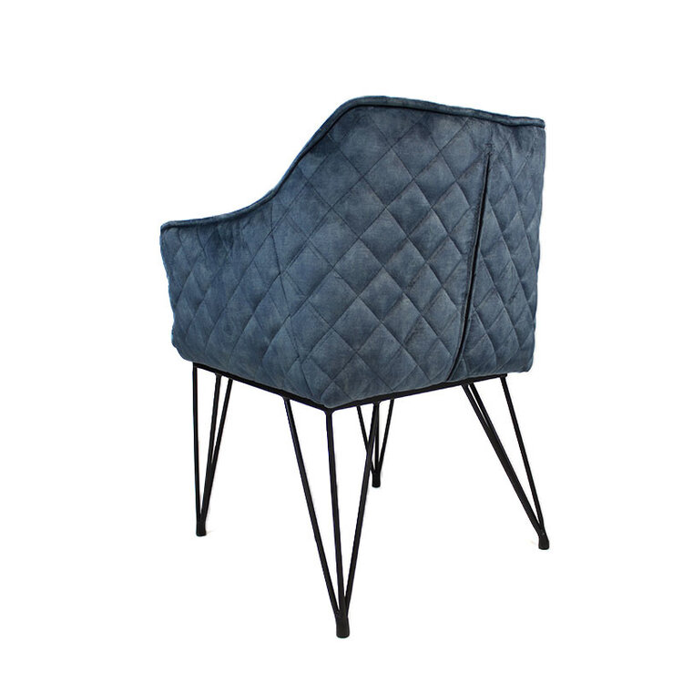 Velvet eetkamerstoel Jayron blauw