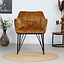 Velvet eetkamerstoel Jayron oker geel/cognac
