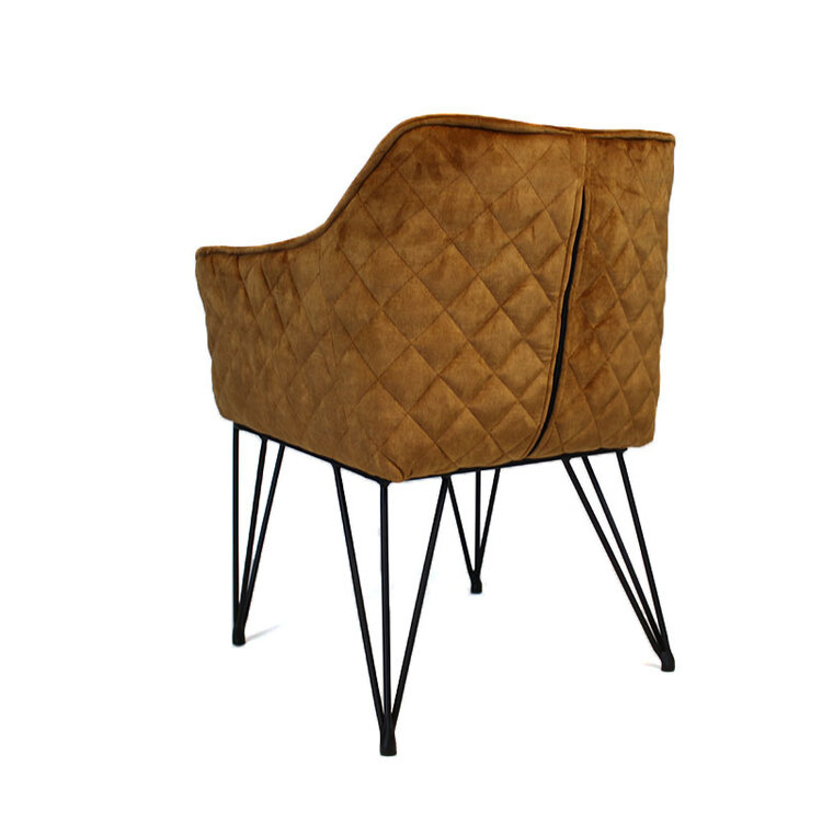 Velvet eetkamerstoel Jayron oker geel/cognac